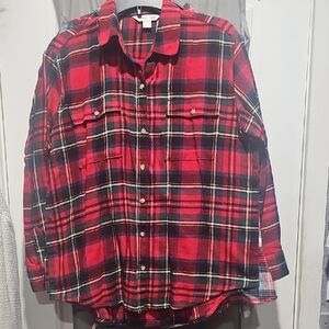 Old Navy Red and Yellow Plaid Flannel Shirt